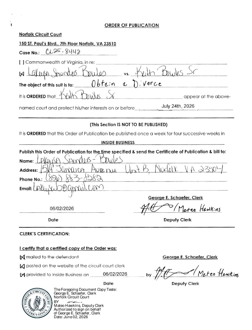 CL25-8442 Order of Publication