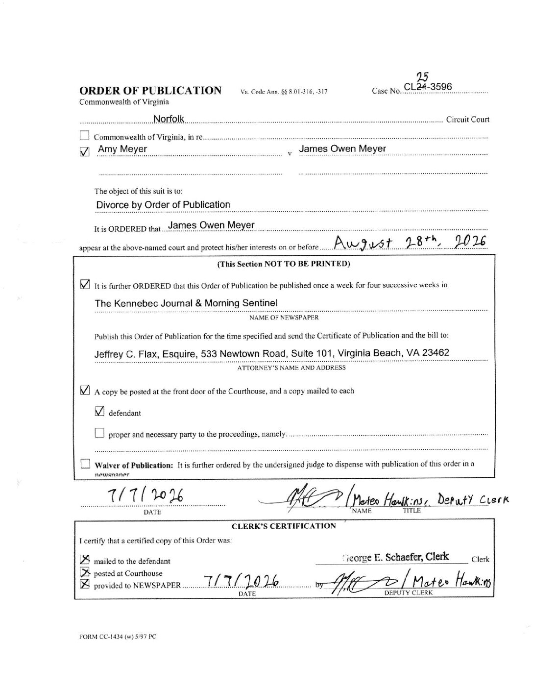 CL25-3596 Order of Publication