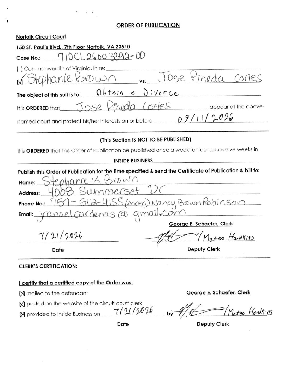 CL26-3392 Order of Publication
