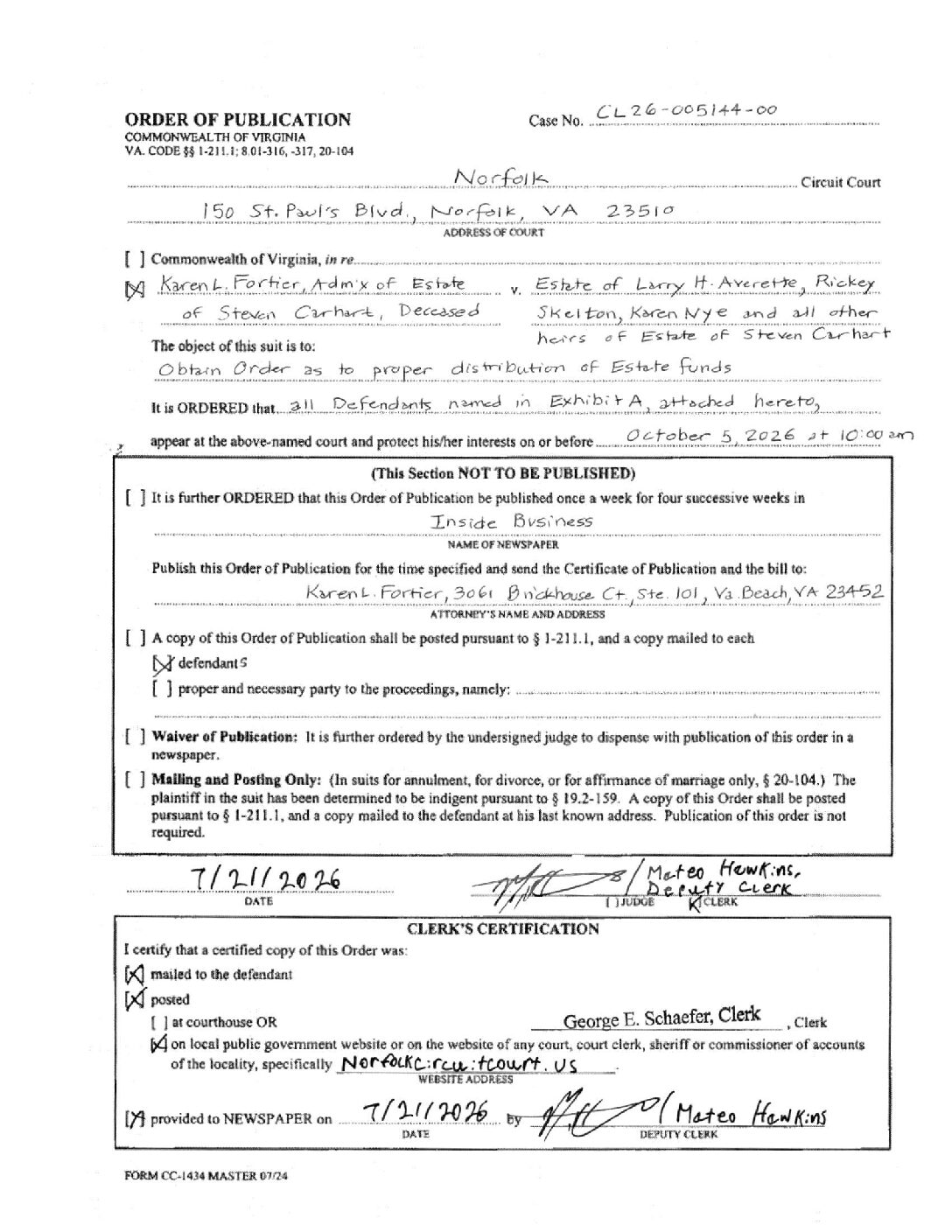 CL26-5144 Order of Publication