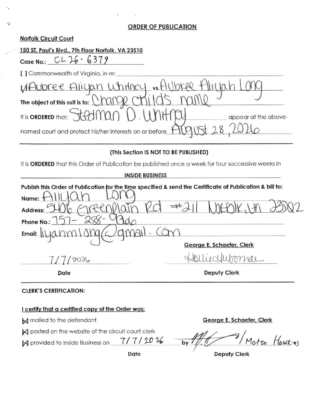 CL26-6379 Order of Publication