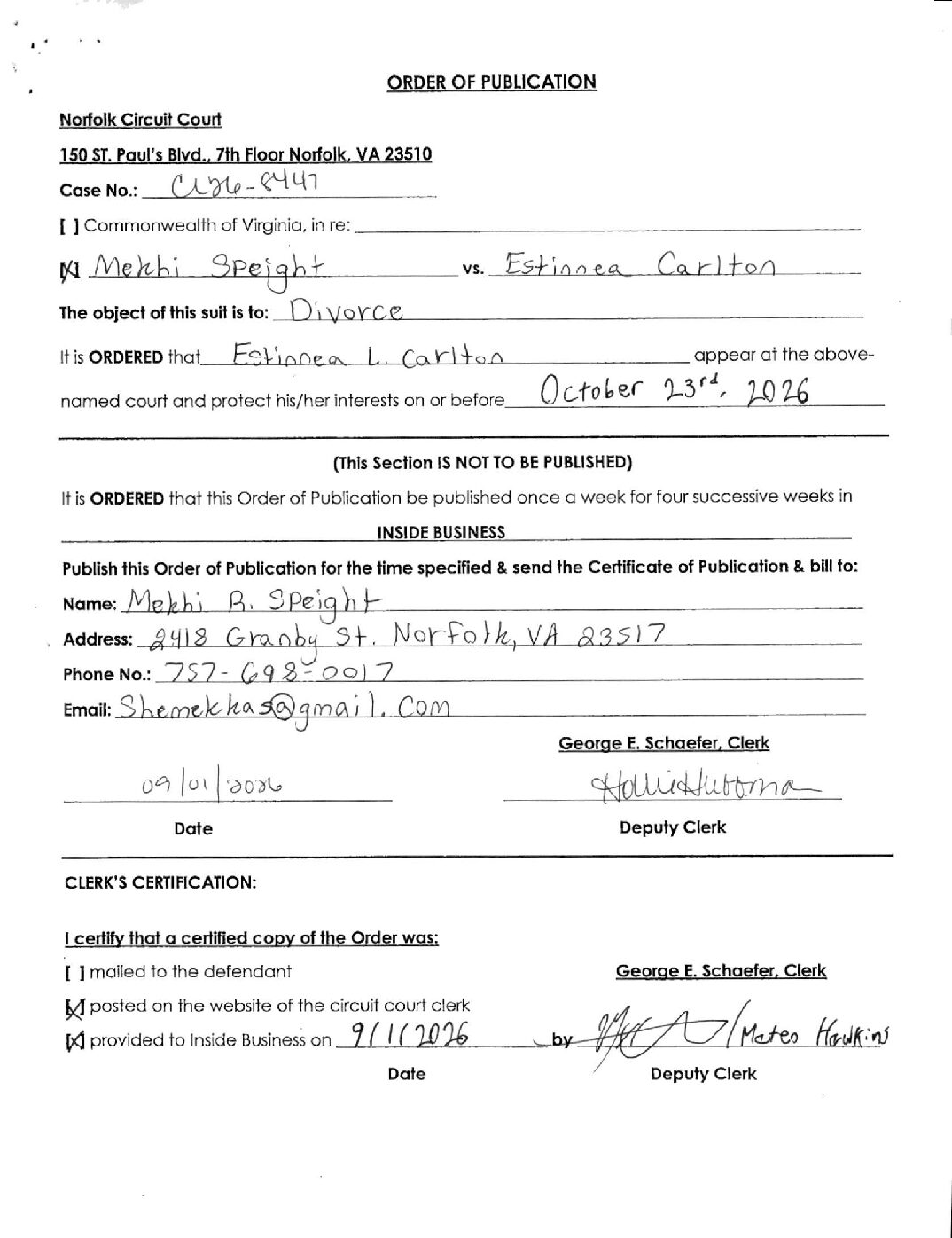 CL26-8447 Order of Publication